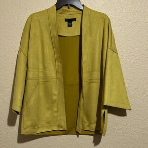 Joan Vass New York Elbow Length Open Jacket in Mustard Yellow - Size Small